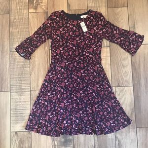 NWT LOFT Flowery Navy Blue Dress MP